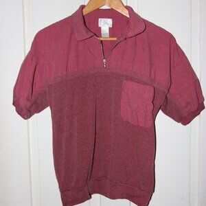 Short Sleeve Half-Zip Pullover in Mauve